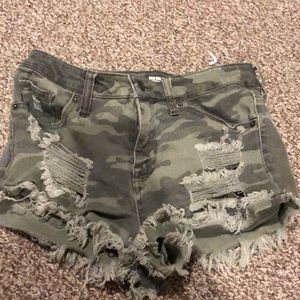 Camo Print Jean Shorts